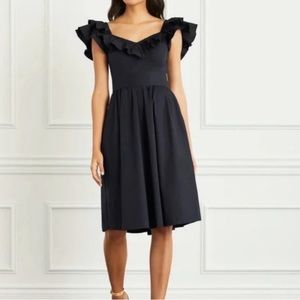 Hill House Ava Black Poplin Cotton Dress Ruffle Sleeve Size Small S Nap Dress